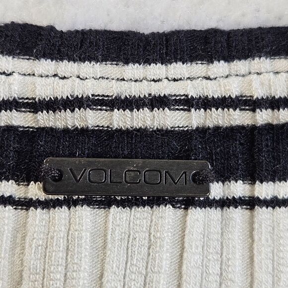 Volcom Mini Dress Womens M Black White Stone Stripe Open Back Stretch Summer - Picture 13 of 16